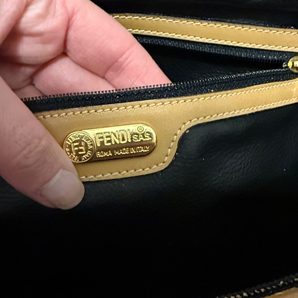 Authentic FENDI Vintage Pequin Stripe Brown and Tan Women's Tote and Wallet Set - Picture 10 of 17